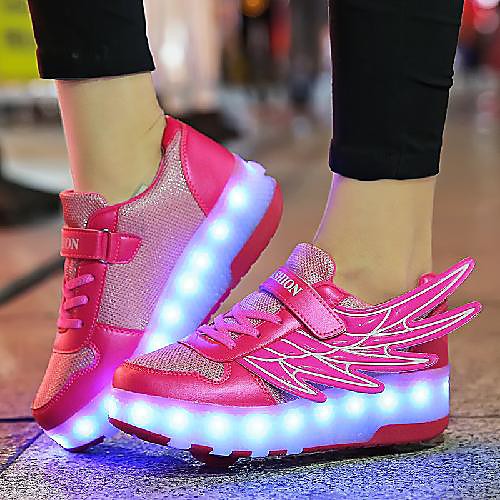 

Boys' Girls' Trainers Athletic Shoes Comfort PU Light Up Shoes Little Kids(4-7ys) Big Kids(7years ) Daily Walking Shoes LED Black Blue Pink Spring Fall