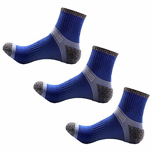 

men's 3 pairs wicking breathable cushion anti blister casual crew socks outdoor multi performance hiking trekking walking athletic socks