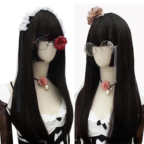 

Synthetic Wig Straight With Bangs Wig Medium Length Brown Black Synthetic Hair 22 inch Women's Fashionable Design Creative Exquisite Black Brown