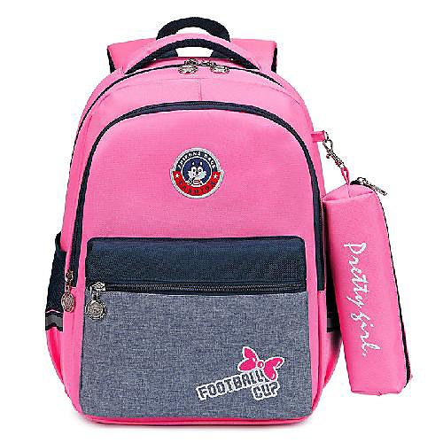 

Boys' Girls' Nylon School Bag Large Capacity Zipper Color Block Floral Print Daily School Blue Blushing Pink Fuchsia Gray