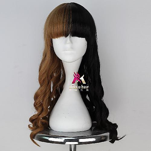 

Synthetic Wig Melanie Curly With Bangs Wig Long Brown Synthetic Hair 20 inch Women's Cool Comfy Brown