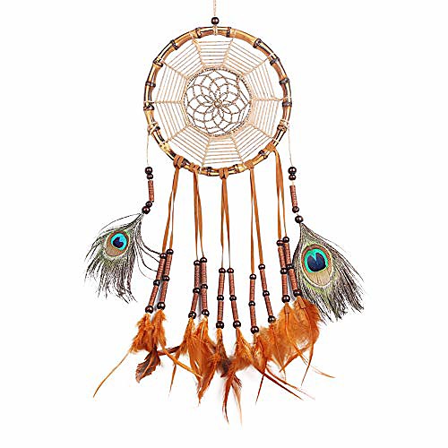 

Boho Dream Catcher Handmade Gift Wall Hanging Decor Art Ornament Craft Peacock Feather 6518cm for Kids Bedroom Wedding Festival
