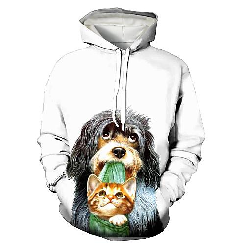 

Men's Pullover Hoodie Sweatshirt Graphic 3D Animal Print Hooded Daily 3D Print 3D Print Casual Hoodies Sweatshirts Long Sleeve White