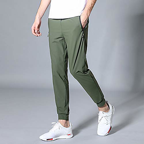 

mens hiking joggers sweatpants light breathable quick dry running sports pants with zipper pockets(3509army 2xl)