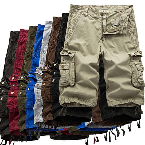 

Men's Hiking Cargo Shorts Solid Color Outdoor 10 Loose Breathable Anti-tear Multi-Pockets Cotton Shorts Wine Red Dark Gray White gray Baolan Black Hunting Fishing Climbing 30 31 32 34 36