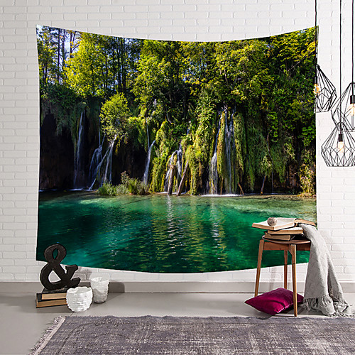 

wall tapestry art decor blanket curtain hanging home bedroom living room decoration small stream waterfall small pool polyester