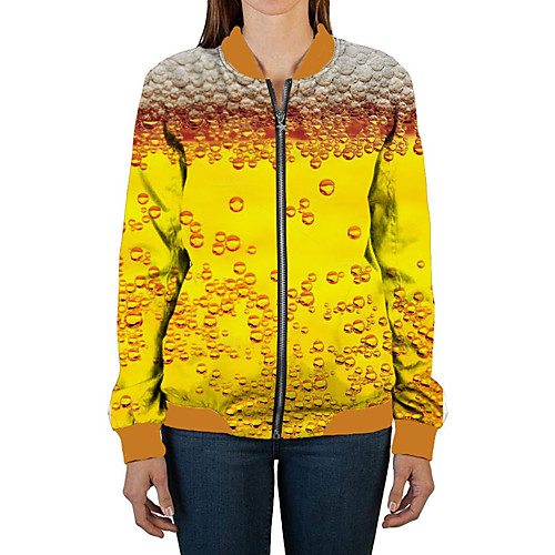 

Women's Color Block Patchwork Active Spring & Fall Jacket Regular Going out Long Sleeve Cotton Blend Coat Tops Yellow