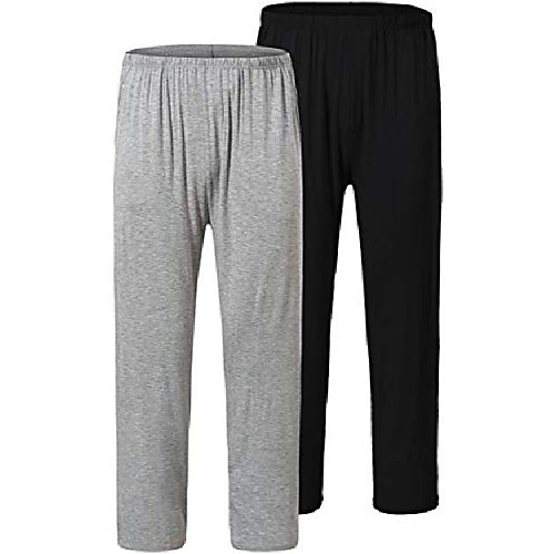 

men's pyjama trousers lounge pants modal pajama bottoms pyjama lounging trousers sleepwear pockets pack of 2 (black,grey) size m