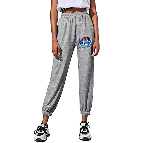

Women's Sweatpants Joggers Jogger Pants Athletic Bottoms Drawstring Spandex Gym Workout Running Jogging Training Exercise Thermal Warm Breathable Soft Sport Cartoon Gray / Stretchy / Athleisure