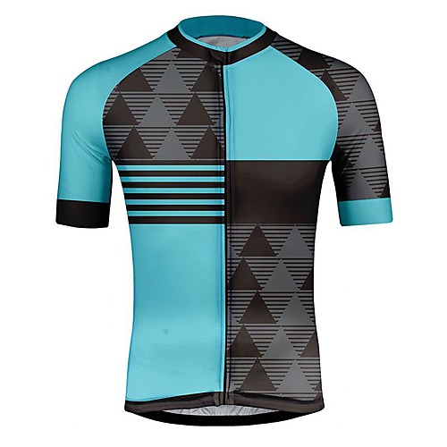 

21Grams Men's Short Sleeve Cycling Jersey Sky Blue Patchwork Bike Jersey Mountain Bike MTB Road Bike Cycling Breathable Sports Clothing Apparel / Athletic