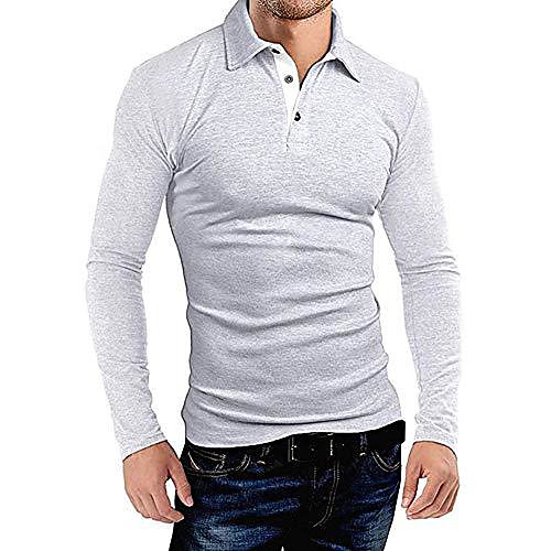 

men's long sleeve polo shirts casual slim fit classic athletic golf t-shirts (white, small)