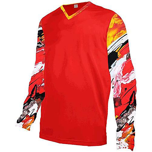 

21Grams Men's Long Sleeve Downhill Jersey Red Bike Jersey Top Mountain Bike MTB Road Bike Cycling UV Resistant Quick Dry Sports Clothing Apparel / Athletic