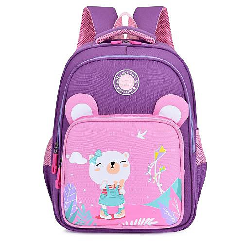 

Boys' Girls' Oxford School Bag Waterproof Zipper School Dark Grey Purple Blushing Pink Light Purple Royal Blue