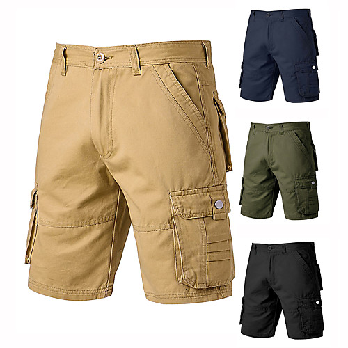 

Men's Hiking Shorts Hiking Cargo Shorts Solid Color Summer Outdoor 10 Ventilation Multi-Pockets Breathable Soft Cotton Shorts Bottoms Black Khaki Green Dark Navy Hunting Fishing Climbing 28 29 30 31