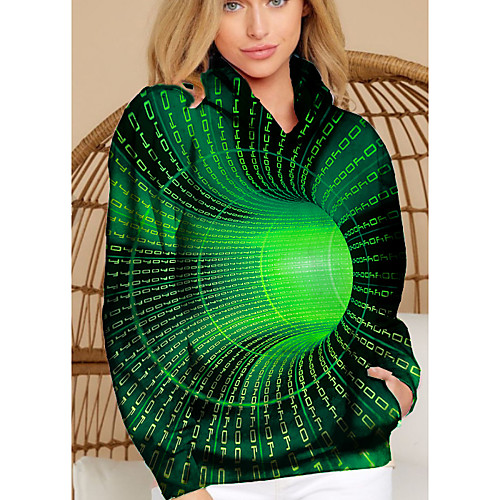 

Women's Pullover Hoodie Sweatshirt Graphic 3D Front Pocket Print Daily 3D Print Basic Casual Hoodies Sweatshirts Green