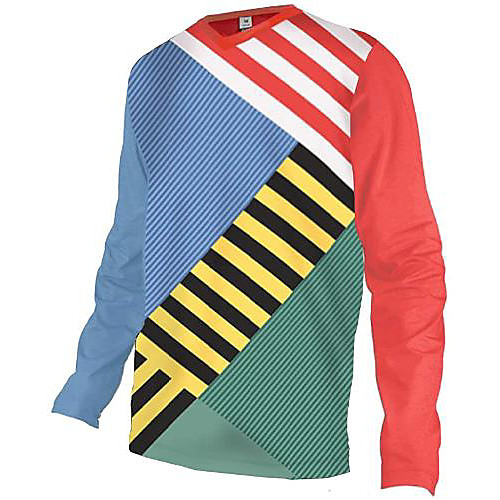 

21Grams Men's Long Sleeve Downhill Jersey Blue Stripes Bike Jersey Top Mountain Bike MTB Road Bike Cycling UV Resistant Quick Dry Sports Clothing Apparel / Athletic