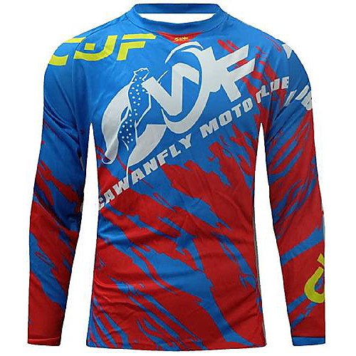 

21Grams Men's Long Sleeve Downhill Jersey Spandex Blue Bike Jersey Top Mountain Bike MTB Road Bike Cycling UV Resistant Quick Dry Sports Clothing Apparel / Athletic