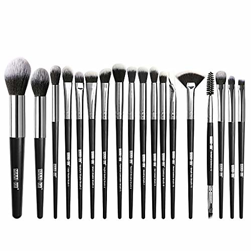 

18pcs premium foundation powder concealers eye shadows makeup brush sets with soft and comfortable touch feeling (black)