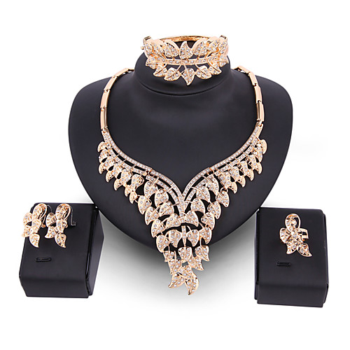 

Women's Jewelry Set Bridal Jewelry Sets Tassel Fringe Leaf Precious Fashion Gold Plated Earrings Jewelry Gold For Christmas Wedding Halloween Party Evening Gift 1 set