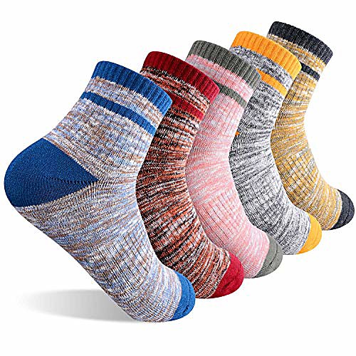 

women's hiking walking socks, 5-pack wicking cushion low cut ankle quarter socks outdoor recreation socks (eu5wss18105-m)