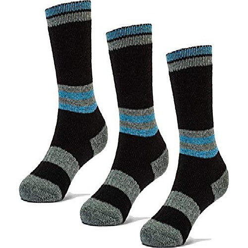 

kids 70% merino wool thermal insulated warm crew hiking socks 3 pairs pack (black-blue-grey, 6-8)