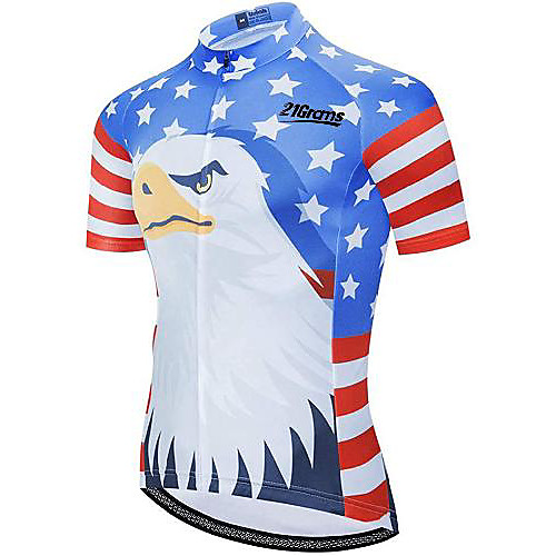 

21Grams Men's Short Sleeve Cycling Jersey Blue National Flag Bike Jersey Top Mountain Bike MTB Road Bike Cycling UV Resistant Quick Dry Sports Clothing Apparel / Athletic