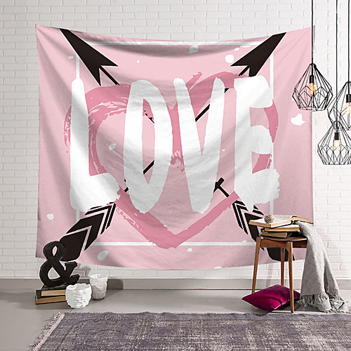 

Valentine's Day Wall Tapestry Art Decor Blanket Curtain Hanging Home Bedroom Living Room Decoration Heart Arrow Graffiti