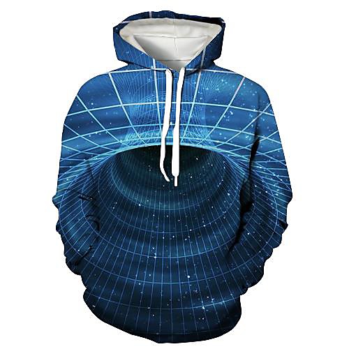 

Men's Pullover Hoodie Sweatshirt Graphic Optical Illusion 3D Print Hooded Daily 3D Print 3D Print Casual Hoodies Sweatshirts Long Sleeve Blue