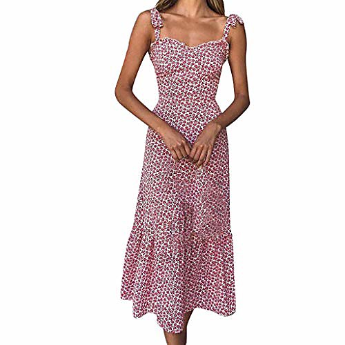 

dress,womens holiday summer floral print sleeveless casual sexy party beach dresses for women(small,red)