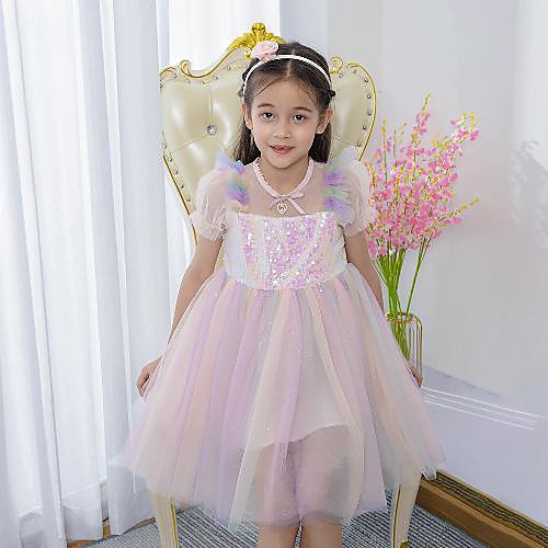 

Princess / Ball Gown Knee Length Wedding / Holiday Flower Girl Dresses - Tulle / Sequined Short Sleeve Jewel Neck with Bow(s) / Ruffles / Splicing