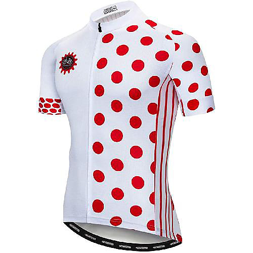 

21Grams Men's Short Sleeve Cycling Jersey White Dot Bike Jersey Mountain Bike MTB Road Bike Cycling Breathable Quick Dry Sports Clothing Apparel / Athletic