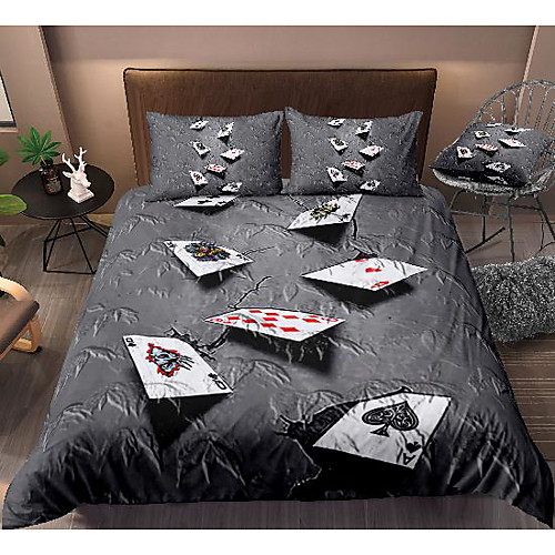 

3d poker print 3-piece duvet cover set hotel bedding sets comforter cover with soft lightweight microfiber, include 1 duvet cover, 2 pillowcases for double/queen/king(1 pillowcase for twin/single)