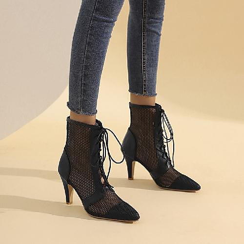 

Women's Boots Stiletto Heel Pointed Toe Daily PU Synthetics White Black