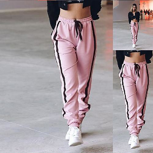 

Women's Sweatpants Joggers Jogger Pants Street Bottoms Drawstring Gym Workout Running Jogging Training Exercise Breathable Moisture Wicking Soft Sport Stripes Blushing Pink / Stretchy / Casual