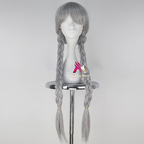 

Synthetic Wig Judith Laverne Hopps Plaited With 2 Ponytails Wig Long Grey Synthetic Hair 36 inch Women's Adorable Comfy Gray