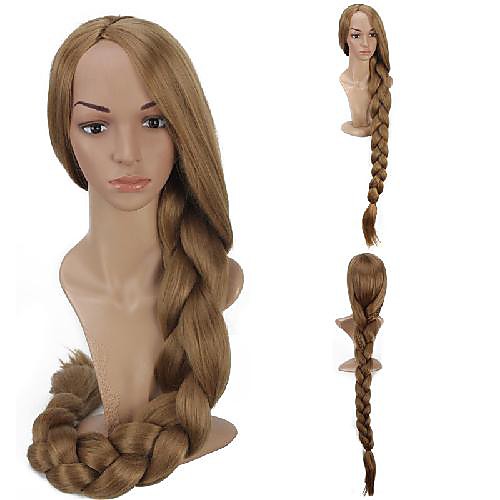 

Cosplay Costume Wig Rapunzel Curly Asymmetrical Wig Long Light Blonde Synthetic Hair 48 inch Women's Anime Cosplay Creative Blonde