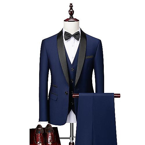 

Tuxedos Standard Fit Shawl Collar Single Breasted One-button Polyester Solid Colored