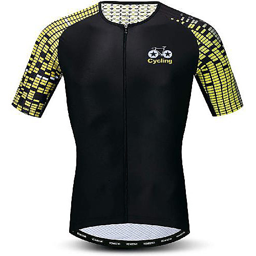 

21Grams Men's Short Sleeve Cycling Jersey Black Bike Jersey Mountain Bike MTB Road Bike Cycling Breathable Quick Dry Sports Clothing Apparel / Athletic