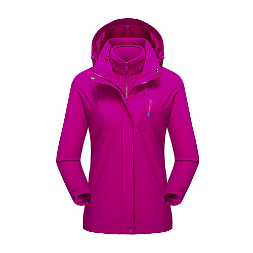 

Women's Men's Hiking 3-in-1 Jackets Winter Outdoor Lightweight Windproof Breathable Quick Dry Winter Jacket Top Fishing Climbing Camping / Hiking / Caving Male black Female black Female purple Male