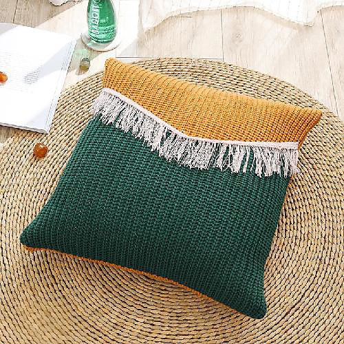 

satin silk high quality two colors pillow case cover living room bedroom sofa pillowcushion cover knitting contrast tassel pillow case cover living room bedroom sofa cushion cover modern sa case cover