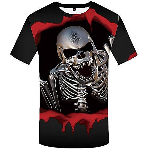 

men 3d skull print short sleeve pullover regular fit t-shirt