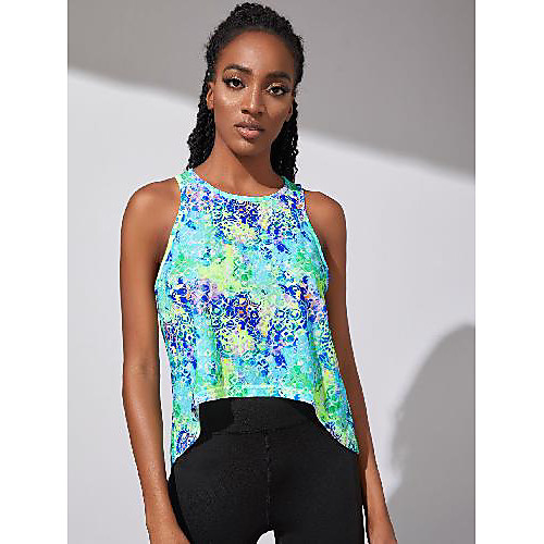 

Women's Sleeveless Running Tank Top Singlet Top Athletic Athleisure Summer Spandex Breathable Soft Sweat Out Yoga Gym Workout Running Training Exercise Sportswear Tie Dye Green Activewear Stretchy