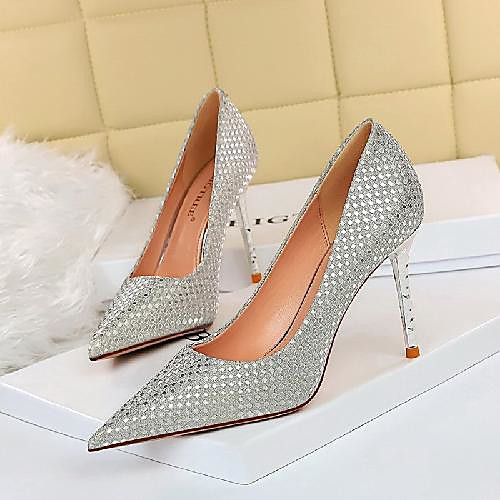 

Women's Heels Stiletto Heel Pointed Toe Daily PU Synthetics Champagne Gold Gray