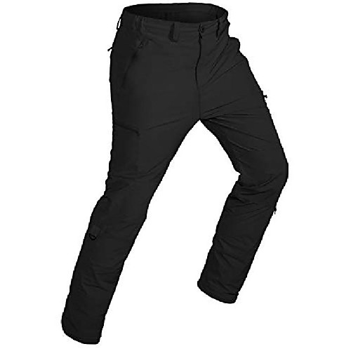 

Men's quick-drying hiking pants, trekking pants, roll-up outdoor pants, lightweight, stretchy camping travel climbing pants with 5 zipped pockets (black, large)