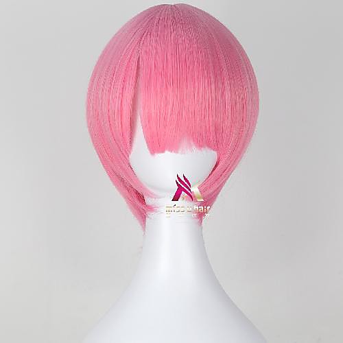 

Synthetic Wig Ram Re:Zero Starting Life in Another World kara hajimeru isekai seikatsu Straight With Bangs Wig Short Pink Synthetic Hair 12 inch Women's Anime Comfy Pink