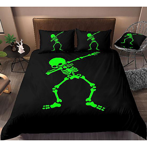 

3d skull print 3-piece duvet cover set hotel bedding sets comforter cover with soft lightweight microfiber, include 1 duvet cover, 2 pillowcases for double/queen/king(1 pillowcase for twin/single)