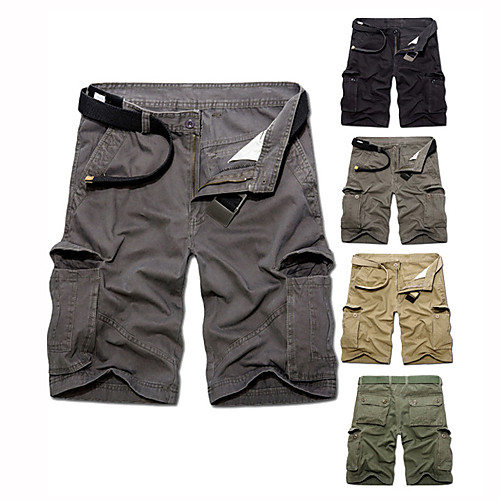 

Men's Hiking Shorts Hiking Cargo Shorts Solid Color Summer Outdoor 10 Ventilation Multi-Pockets Breathable Soft Cotton Shorts Bottoms Dark Grey Black Army Green Khaki Green Hunting Fishing Climbing