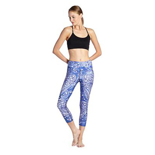 

Women's Basic Casual Comfort Daily Gym Leggings Pants Graphic Ankle-Length Patchwork Print Blue
