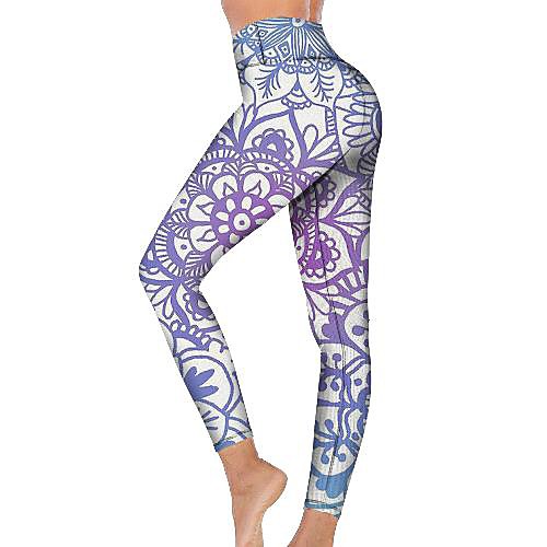 

21Grams Women's High Waist Yoga Pants Cropped Leggings Tummy Control Butt Lift Breathable Purple Fitness Gym Workout Running Winter Sports Activewear High Elasticity