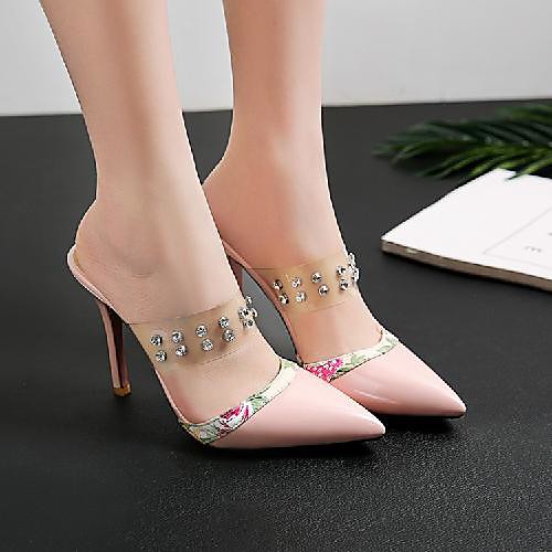 

Women's Sandals Stiletto Heel Pointed Toe High Heel Sandals Daily PU Synthetics Almond Black Red